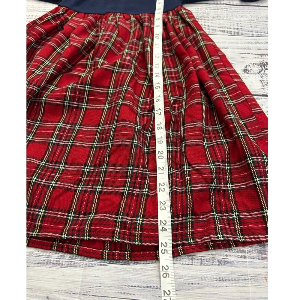 Vintage Youngland‎ Girls Navy Plaid Tartan Heart Applique Long Sleeve Dress 5
